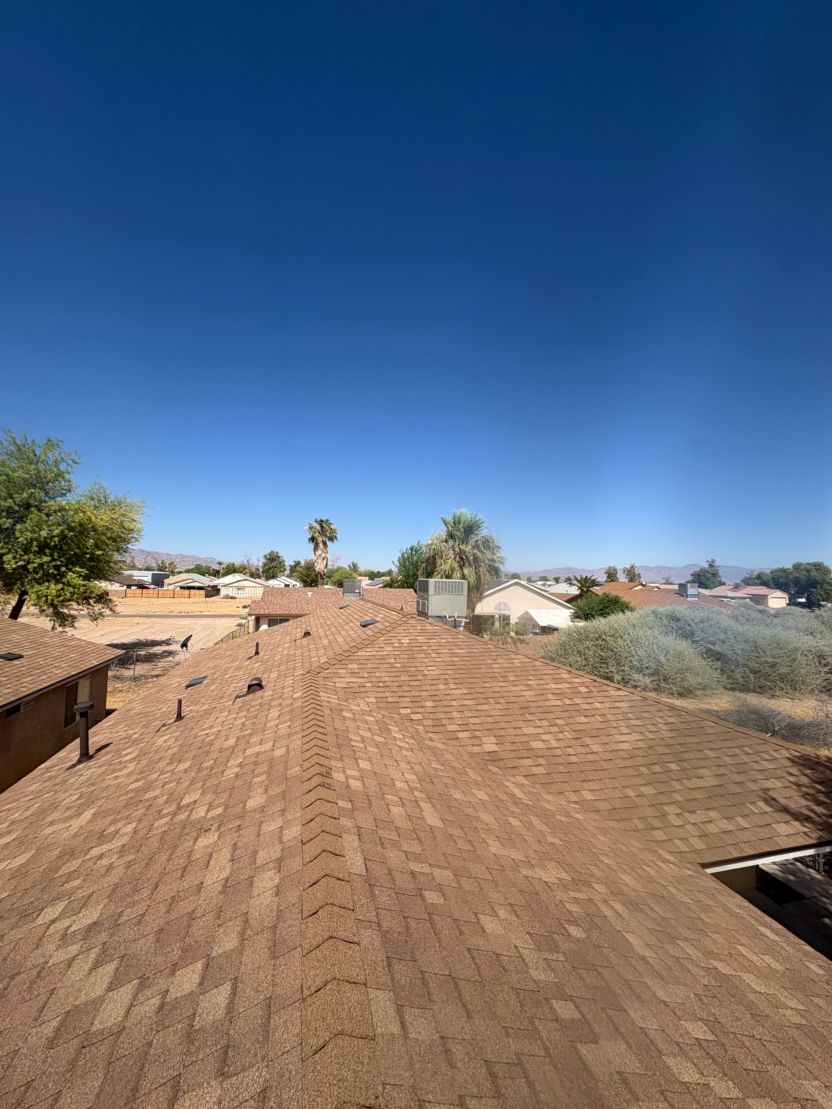 Shingle roof overlooking Lake Havasu neighborhood